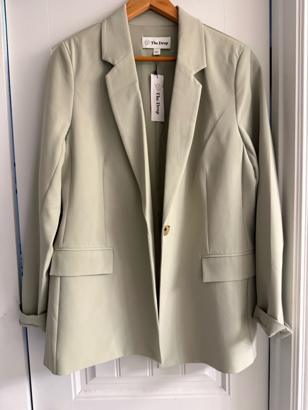 The Drop Large Women's Light Sage Single-Button Blazer NWT